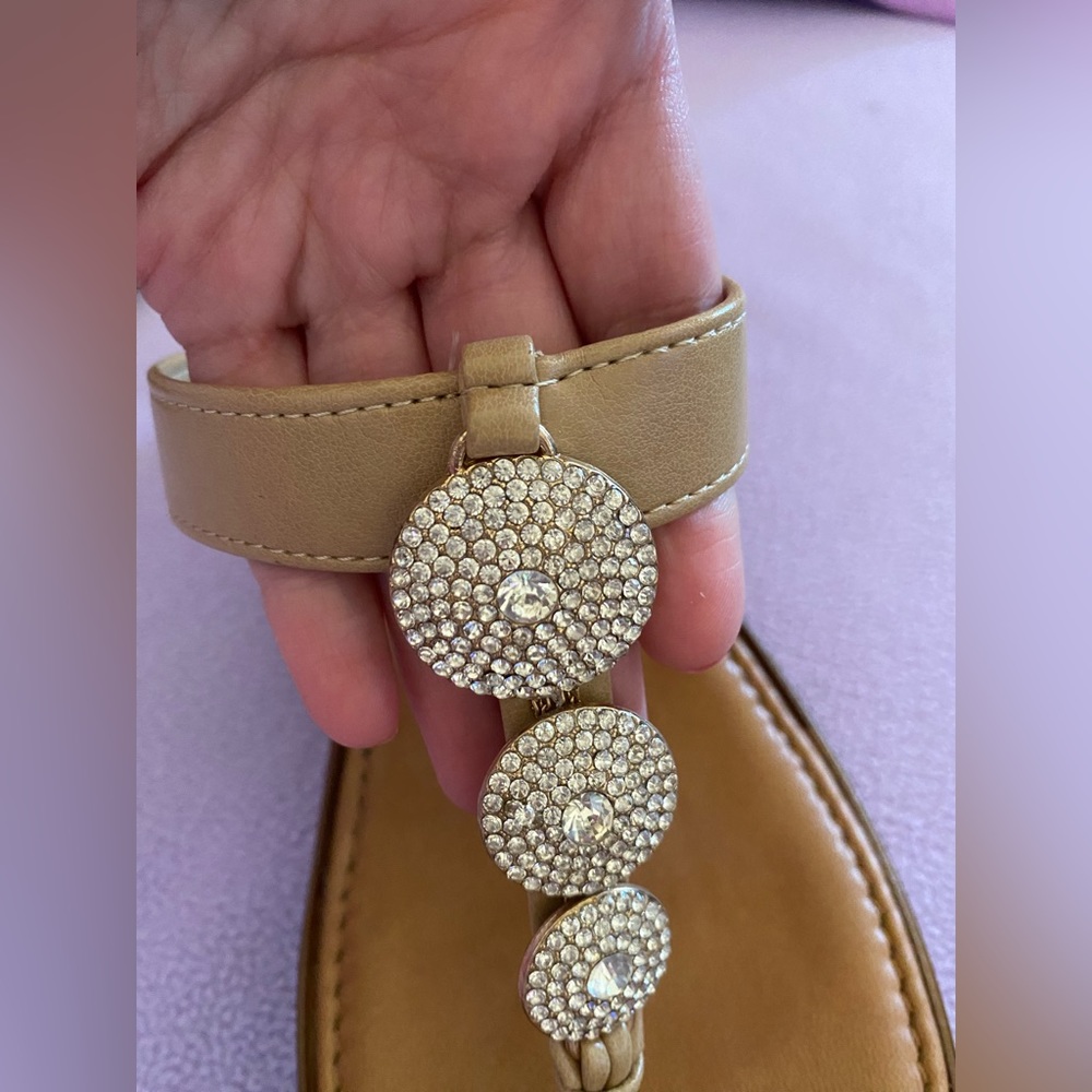 Toscanella Italian sandals with gem accents, tan, size 9 - Picture 11 of 13